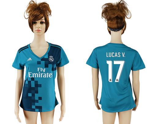 Women's Real Madrid #17 Lucas V. Sec Away Soccer Club Jersey - Click Image to Close